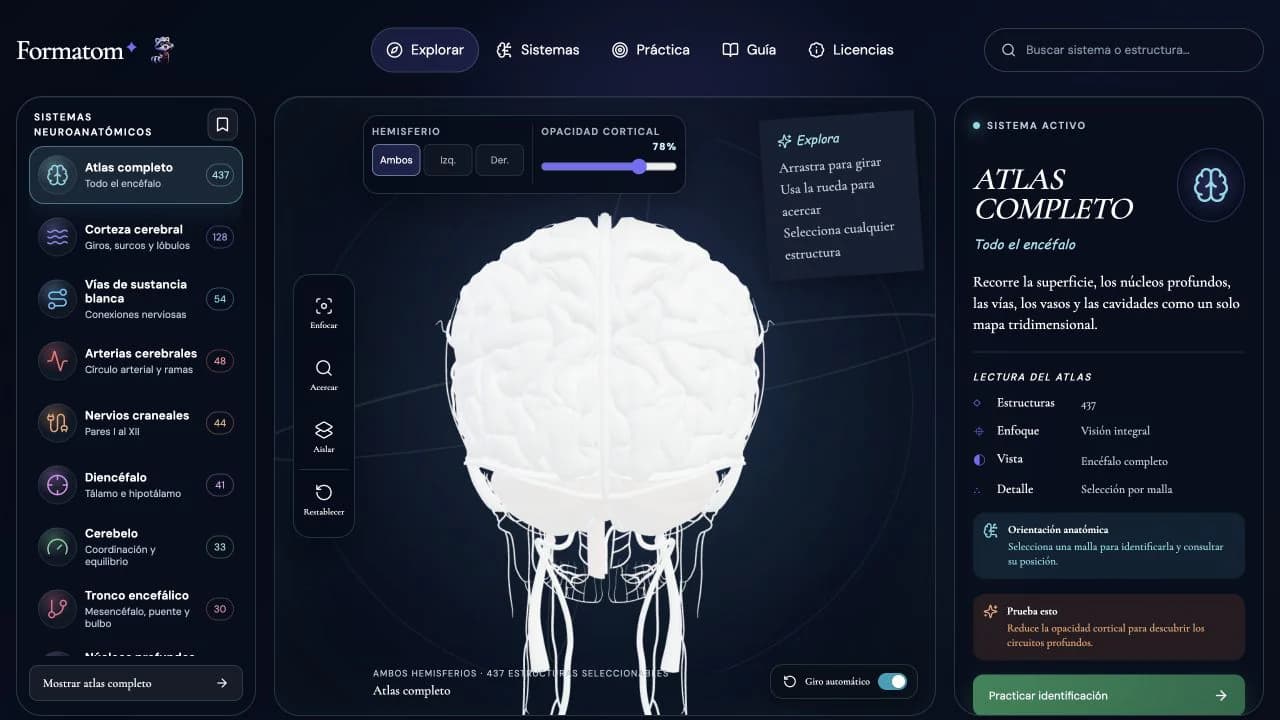 Captura del juego Atlas de neuroanatomía
